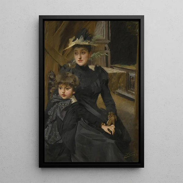 Madame Weguelin och hennes son - Anders Zorn — inramlat konstverk på väggen