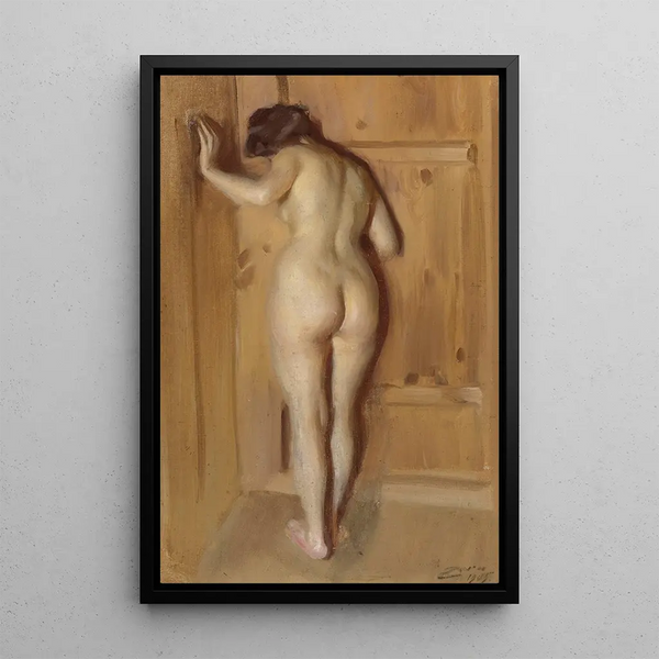 La porte de la chambre - Anders Zorn — inramlat konstverk på väggen