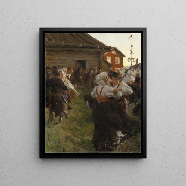 Dans av sommarsolståndet - Anders Zorn — inramlat konstverk på väggen