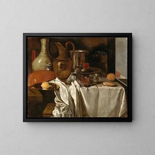 Andr Bouys - Still life with a jug a tray with a lemon a lute a ceramic vessel and other objects on a table.webp