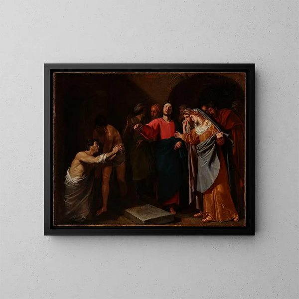 La Résurrection de Lazare - Andrea Vaccaro — inramlat konstverk på väggen