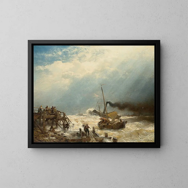 Ostendhamnen - Andreas Achenbach — inramlat konstverk på väggen