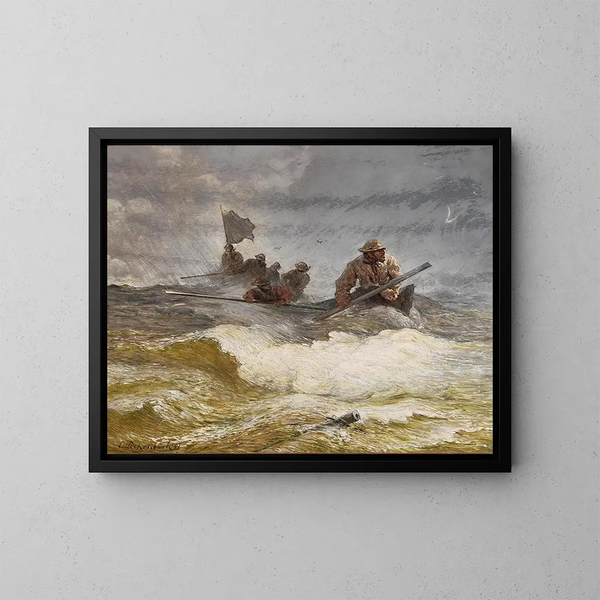 Räddning till sjöss - Andreas Achenbach — inramlat konstverk på väggen