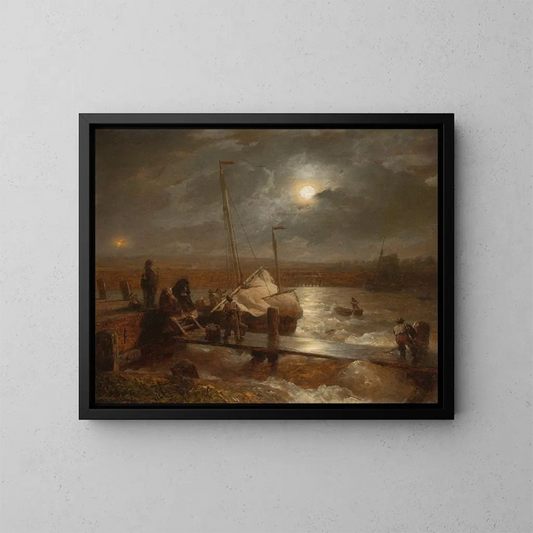 Retour à la pleine lune - Andreas Achenbach — inramlat konstverk på väggen