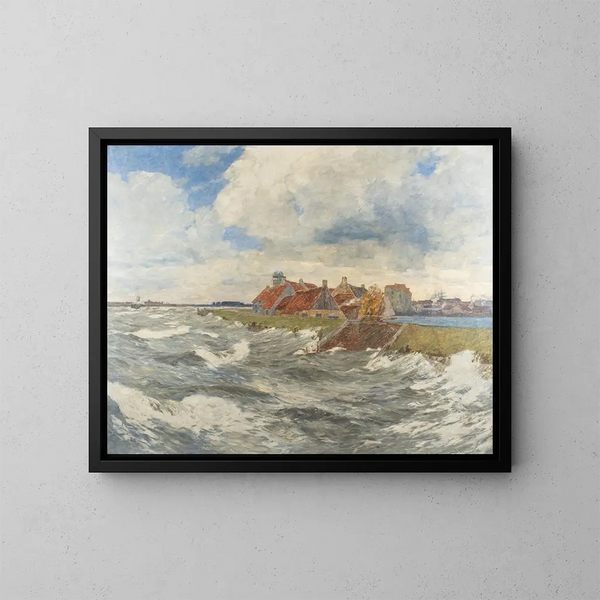 Bouche de la Meuse à Willemstadt faisant face à Dordrecht - Andreas Dirks — inramlat konstverk på väggen
