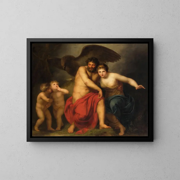 Zeus och Hera på berget Ida - Andries Cornelis Lens — inramlat konstverk på väggen