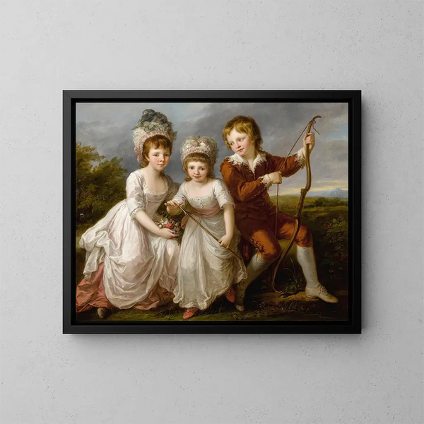 Porträtt av tre barn - Angelica Kauffman — inramlat konstverk på väggen