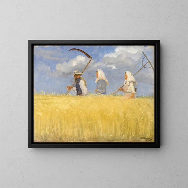 Les Moissonneurs - Anna Ancher — inramlat konstverk på väggen