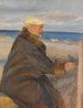Michael Ancher som målar vid stranden - Anna Ancher — vy av konstverket