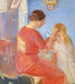 La mère tresse les cheveux de l'enfant - Anna Ancher — vy av konstverket