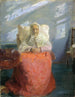 fru Ane Brøndum i det blå rummet - Anna Ancher — vy av konstverket
