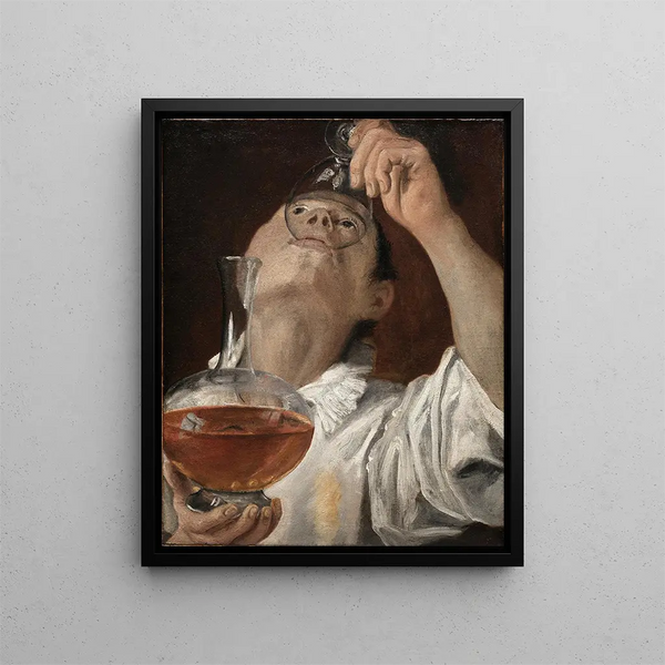 pojke som dricker - Annibale Carracci — inramlat konstverk på väggen