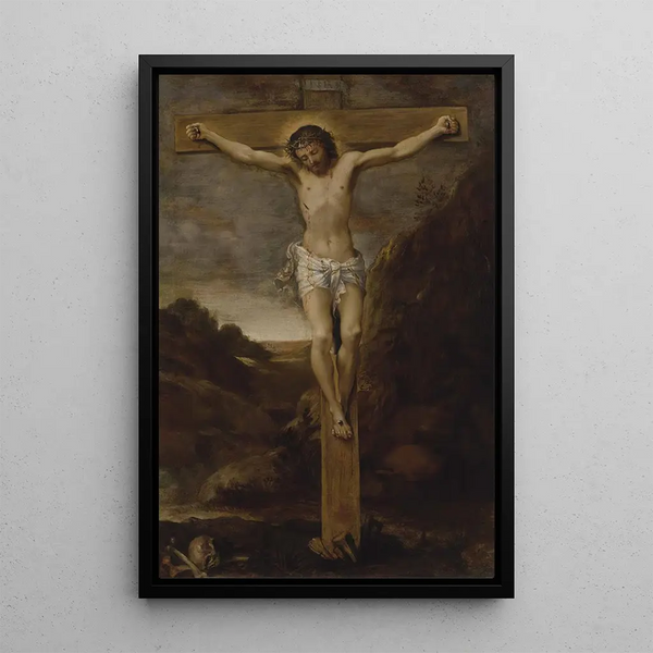 La Crucifixion - Annibale Carracci — inramlat konstverk på väggen