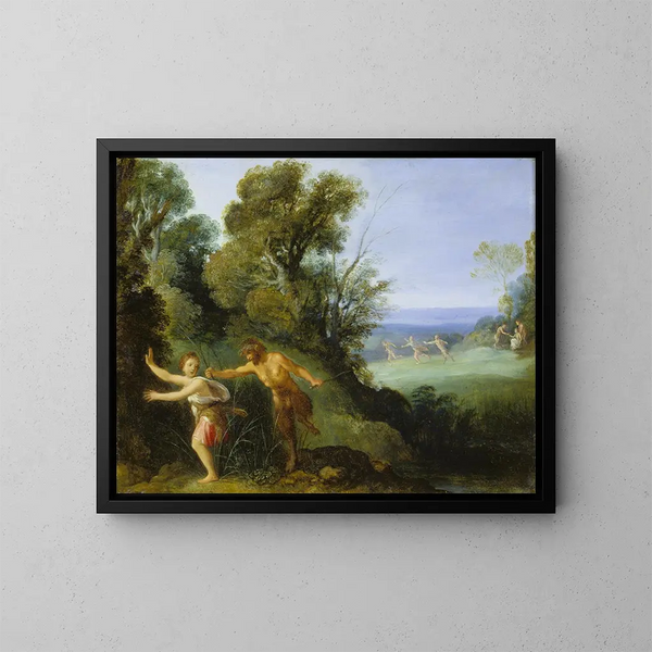 Pan och Syrinx - Anonym — inramlat konstverk på väggen