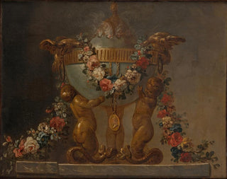 Anonymous - Perfumeburner supported by baby tritons and garlanded with flowers.webp