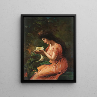 Anonymous - Seated woman gazing at calla lily.webp