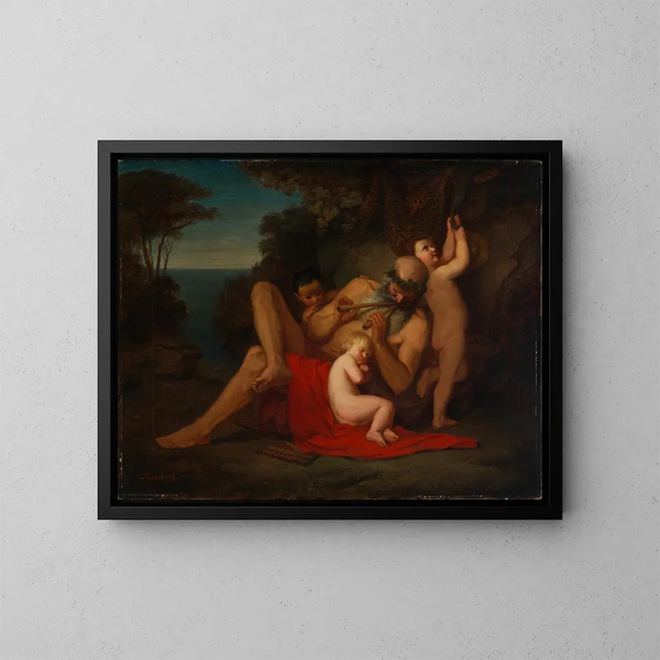 Silen med ett sovande Bacchus barn - Anselm Feuerbach — inramlat konstverk på väggen