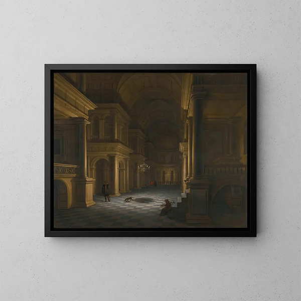 L'intérieur d'une église classique - Anthonie de Lorme — inramlat konstverk på väggen