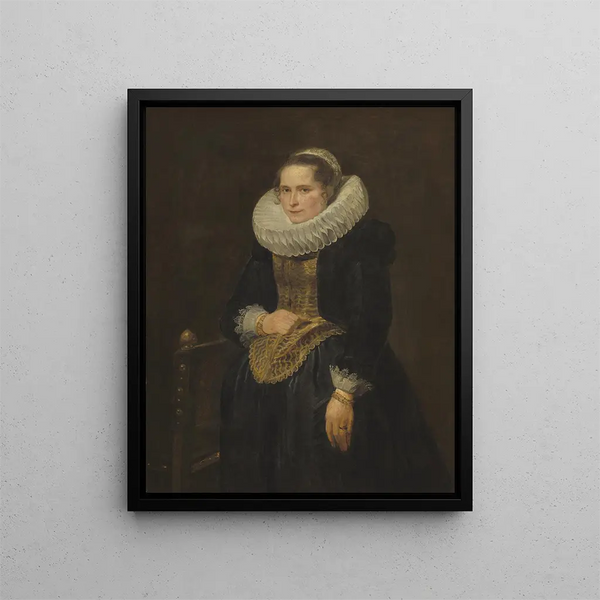 Porträtt av en flamländsk dam - Antoine van Dyck — inramlat konstverk på väggen
