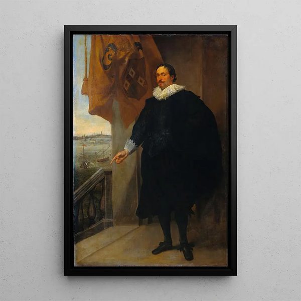 Portrait av en adelsman möjligen Adriaan van der Borcht - Antoine van Dyck — inramlat konstverk på väggen