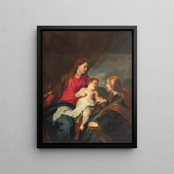 Den mystiska äktenskapet av heliga Katarina av Alexandria - Antoine van Dyck — inramlat konstverk på väggen