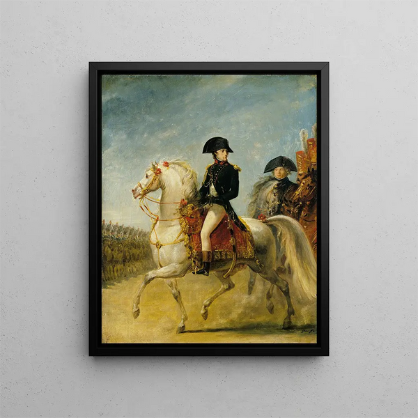 Le général Bonaparte passerar i recension av trupperna - Antoine-Jean Gros — inramlat konstverk på väggen