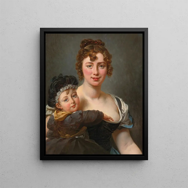 porträtt av Françoise Simonnier och hennes dotter - Antoine-Jean Gros — inramlat konstverk på väggen