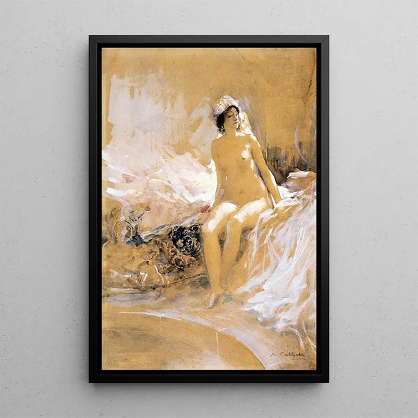 Antoine Calbet - Odalisque assise devant une piscine.webp