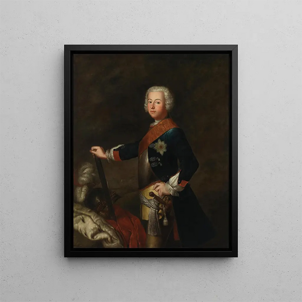 porträtt av Fredrik II den Store - Antoine Pesne — inramlat konstverk på väggen