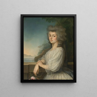 Antoine Vestier - Portrait Of A Woman On A Terrace A Landscape Beyond.webp