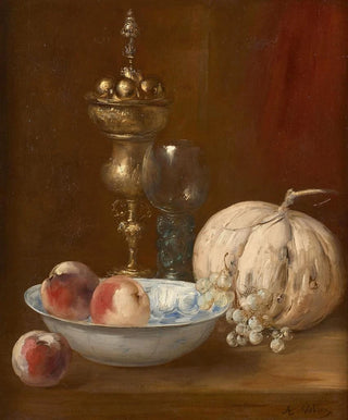 Antoine Vollon - Melon coupe de fruits et pice dorfvrerie sur un entablement.webp