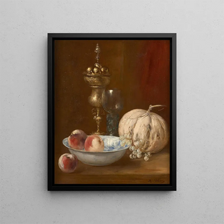 Antoine Vollon - Melon coupe de fruits et pice dorfvrerie sur un entablement.webp
