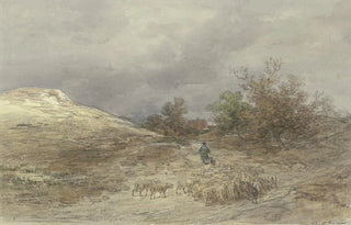 Anton Burger - Hohlweg mit Schafherde bei Kelsterbach.webp