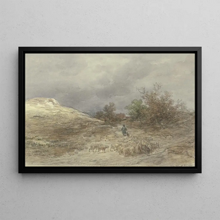 Anton Burger - Hohlweg mit Schafherde bei Kelsterbach.webp