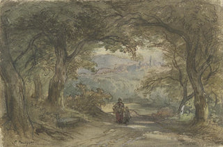 Anton Burger - Waldweg mit Ausblick auf ein Dorf.webp