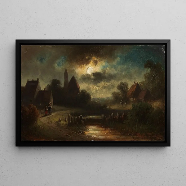 Vue de village au crépuscule - Anton Doll — inramlat konstverk på väggen