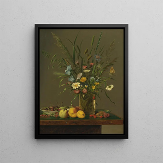 Anton Hartinger - Flowers in a Glass Vase and an Arrangement of Fruit.webp