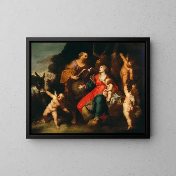 Le repos pendant la fuite en Égypte - Anton Maria Vassallo — inramlat konstverk på väggen