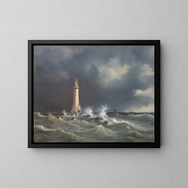Phare d'Eddystone - Anton Melbye — inramlat konstverk på väggen