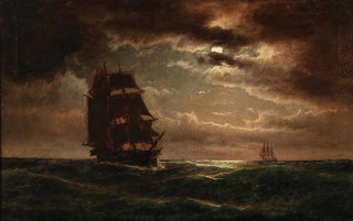 Anton Melbye - Mondnacht mit Dreimaster.webp