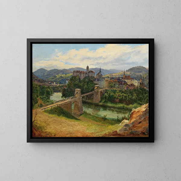 Vue de la ville de Loket en République tchèque Elbogen an der Eger - Anton Schiffer — inramlat konstverk på väggen