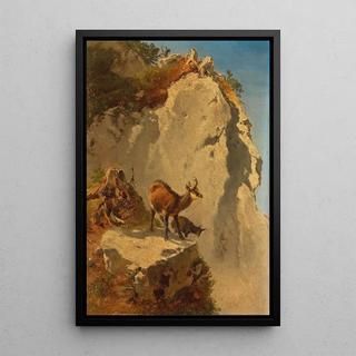 Anton Schrdl - Zwei Gmsen in Hochgebirge.webp