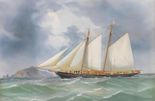 Antonio De Simone - Englische Schoneryacht vor der Felsenkste von Capri.webp