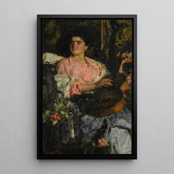 Chanson joyeuse - Antonio Mancini — inramlat konstverk på väggen