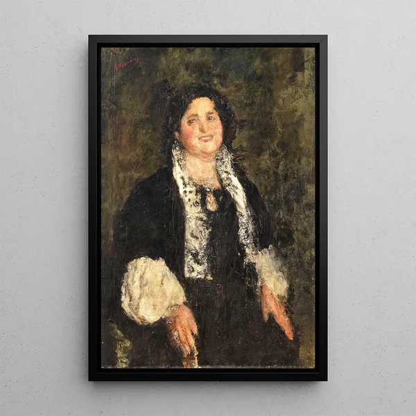 Portrait d'une dame - Antonio Mancini — inramlat konstverk på väggen