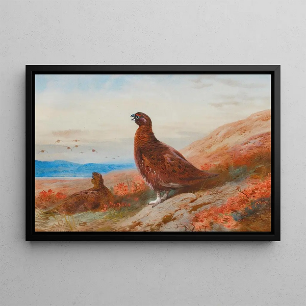 Le Défi - Archibald Thorburn — inramlat konstverk på väggen