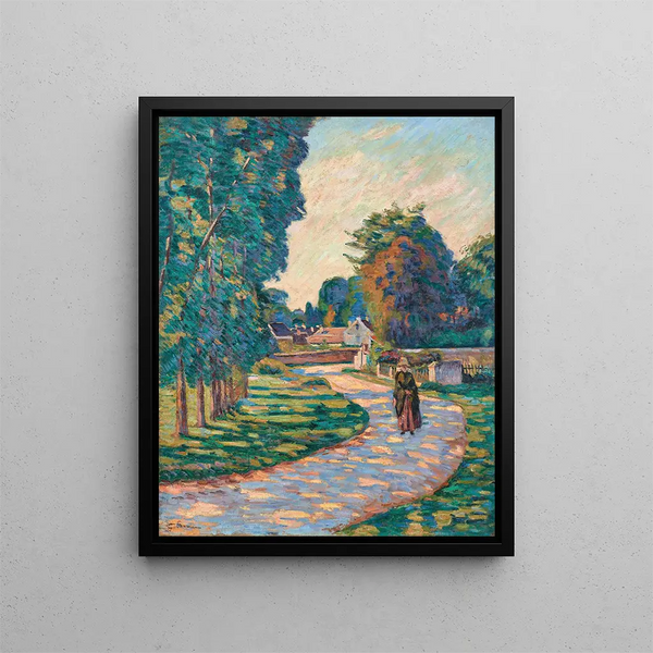 kvinna på en väg i Épinay - sur - Orge - Armand Guillaumin — inramlat konstverk på väggen