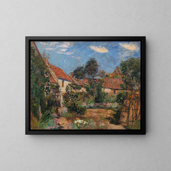 Trädgård i Janville-sur-Juine - Armand Guillaumin — inramlat konstverk på väggen