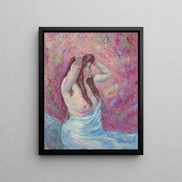 ung naken kvinna med drapering - Armand Guillaumin — inramlat konstverk på väggen