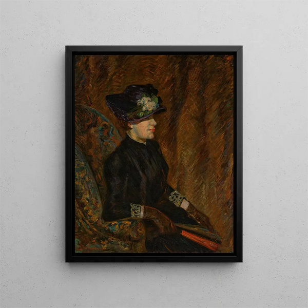 Madame Guillaumin med en fan - Armand Guillaumin — inramlat konstverk på väggen